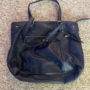 Coach navy blue leather tote